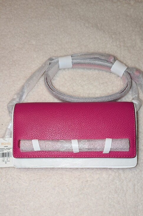 MICHAEL Michael Kors Handbags - MICHAEL Michael Kors Carson Large Leather Wallet On A Chain Dragonfruit Pink NWT